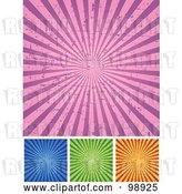 Vector Clip Art of Retro Digital Collage of Grungy Pink, Blue, Green and Orange Ray Backgrounds by Pushkin