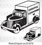 Vector Clip Art of Retro Digital Collage of Men Driving Delivery Trucks by BestVector