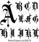 Vector Clip Art of Retro Digital Collage of Old English Abc Letters a Through L by BestVector