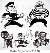 Vector Clip Art of Retro Digital Collage of Policemen and Criminals by BestVector
