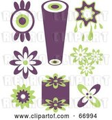 Vector Clip Art of Retro Digital Collage of Purple and Green Icons by Prawny
