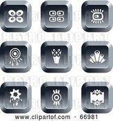 Vector Clip Art of Retro Digital Collage of Square Chrome Buttons by Prawny