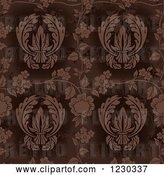 Vector Clip Art of Retro Distressed Brown Floral Pattern by Dero