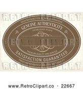 Vector Clip Art of Retro Distressed Brown Genuine Authenticity Label on Beige by BestVector