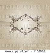Vector Clip Art of Retro Distressed Sepia Polka Dot Background with an Ornate Frame by KJ Pargeter