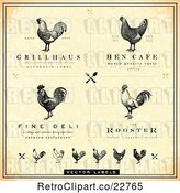 Vector Clip Art of Retro Distressed Styled Rooster and Chicken Cafe and Menu Designs by BestVector