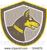 Vector Clip Art of Retro Doberman Pinscher Dog in Profile in a Shield by Patrimonio