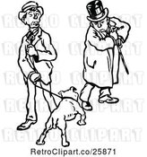 Vector Clip Art of Retro Dog and Two Men by Prawny Vintage