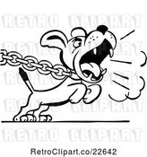 Vector Clip Art of Retro Dog Barking and Pulling on a Chain by BestVector