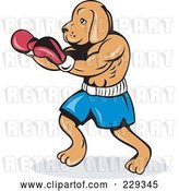 Vector Clip Art of Retro Dog Boxing in Red Gloves by Patrimonio