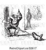 Vector Clip Art of Retro Dog Challenging a Soldier in by Picsburg