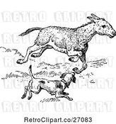Vector Clip Art of Retro Dog Chasing a Donkey by Prawny Vintage