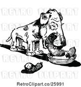 Vector Clip Art of Retro Dog Eating a Sausage by Prawny Vintage
