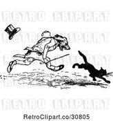 Vector Clip Art of Retro Dog Gentleman Chasing a Cat by Prawny Vintage
