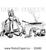 Vector Clip Art of Retro Dog in a Womans Kitchen 1 by Prawny Vintage