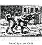Vector Clip Art of Retro Dog Rescuing a Boy in the Snow by Prawny Vintage