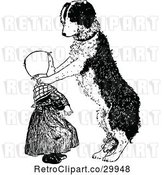 Vector Clip Art of Retro Dog Resting Its Paws on a Girls Shoulders by Prawny Vintage