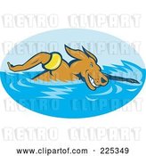Vector Clip Art of Retro Dog Swimming Logo by Patrimonio