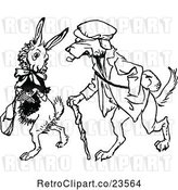 Vector Clip Art of Retro Dog Walking with a Rabbit by Prawny Vintage