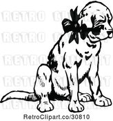 Vector Clip Art of Retro Dog Wearing a Bow by Prawny Vintage