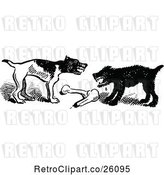 Vector Clip Art of Retro Dogs Fighting over a Bone by Prawny Vintage