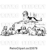 Vector Clip Art of Retro Dogs Resting by Prawny Vintage