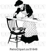 Vector Clip Art of Retro Domestic Housewife Ironing Laundry by Prawny Vintage
