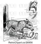 Vector Clip Art of Retro Donkey Storming out of a Barn by Prawny Vintage