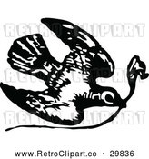 Vector Clip Art of Retro Dove with a Twig by Prawny Vintage