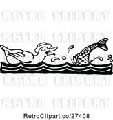 Vector Clip Art of Retro Duck and Fish by Prawny Vintage