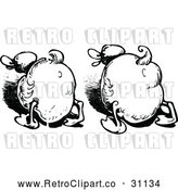 Vector Clip Art of Retro Duck Butts by Prawny Vintage