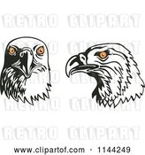 Vector Clip Art of Retro Eagle Heads with Orange Eyes by Patrimonio
