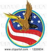 Vector Clip Art of Retro Eagle in a Circle of an American Flag by Patrimonio
