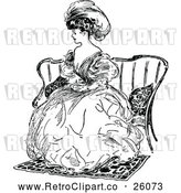 Vector Clip Art of Retro Elegant Lady Sitting by Prawny Vintage