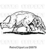 Vector Clip Art of Retro Elephant Charging by Prawny Vintage