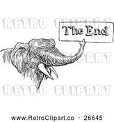 Vector Clip Art of Retro Elephant Holding a the End Sign by Prawny Vintage