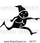 Vector Clip Art of Retro Elf Running and Pointing by Prawny Vintage