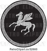 Vector Clip Art of Retro Emblazoned Greek Pegasus Shield by Picsburg