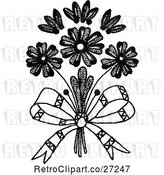 Vector Clip Art of Retro Embroidered Bow and Flowers by Prawny Vintage