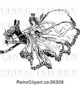 Vector Clip Art of Retro Emerald Oz Lady on a Horse by Prawny Vintage