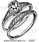 Vector Clip Art of Retro Engagement Ring and Band by Prawny Vintage