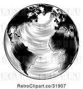 Vector Clip Art of Retro Engraved Earth by AtStockIllustration