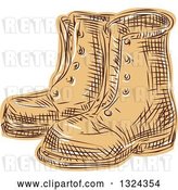 Vector Clip Art of Retro Engraved or Sketched Pair of Boots by Patrimonio