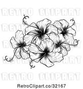 Vector Clip Art of Retro Engraved or Woodcut Hibiscus Flower Design by AtStockIllustration