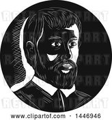 Vector Clip Art of Retro Engraved or Woodcut Styled Bust Portrait of Hernando De Soto, Spanish Explorer, in by Patrimonio