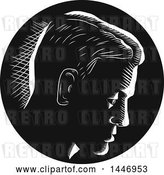Vector Clip Art of Retro Engraved or Woodcut Styled Pensive Guy Thinking, in Profile and in by Patrimonio