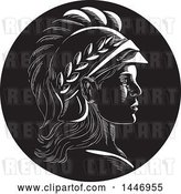 Vector Clip Art of Retro Engraved or Woodcut Styled Profile Bust of Minerva or Menrva, the Roman Goddess of Wisdom, in by Patrimonio