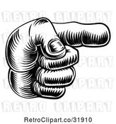 Vector Clip Art of Retro Engraved Pointing Hand by AtStockIllustration