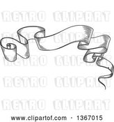 Vector Clip Art of Retro Engraved Styled Blank Ribbon Banner by Vector Tradition SM