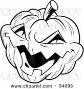 Vector Clip Art of Retro Evil Laughing Carved Halloween Jack O Lantern by Lawrence Christmas Illustration